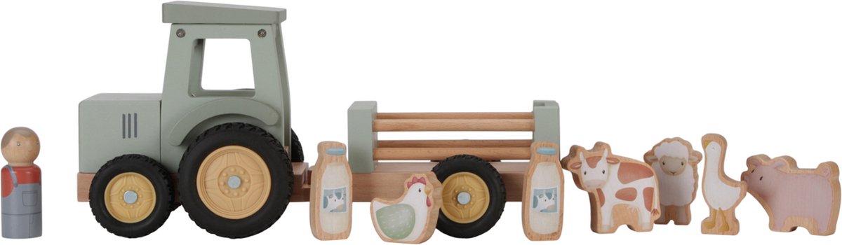 Little Dutch Tractor met trailer Little Farm FSC