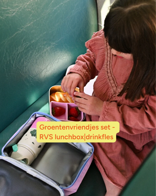 Groentenvriendjes set - RVS lunchbox|drinkfles