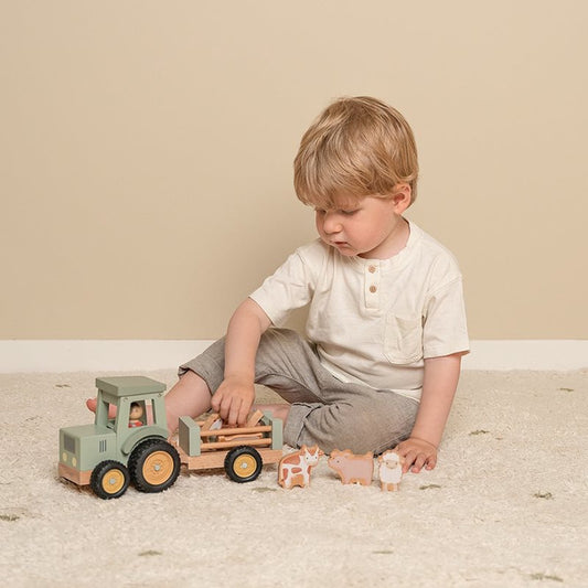 Little Dutch Tractor met trailer Little Farm FSC