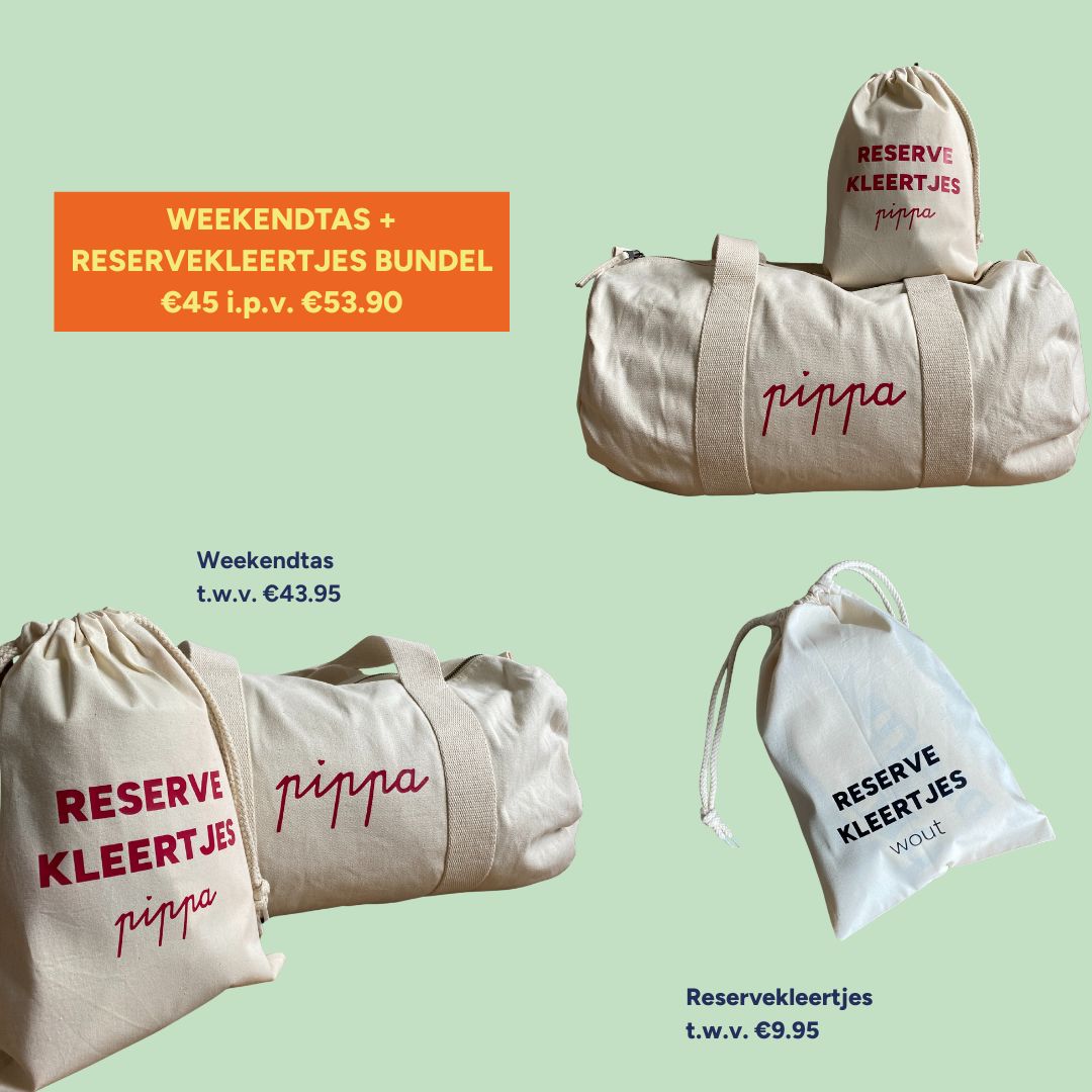 Weekendtas + zakjes Reservekleertjes