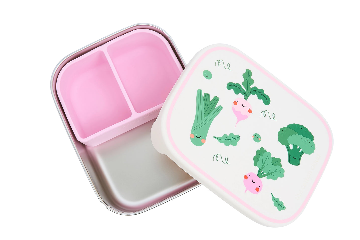 Roestvrij stalen lunchbox met compartimenten - groentenvriendjes