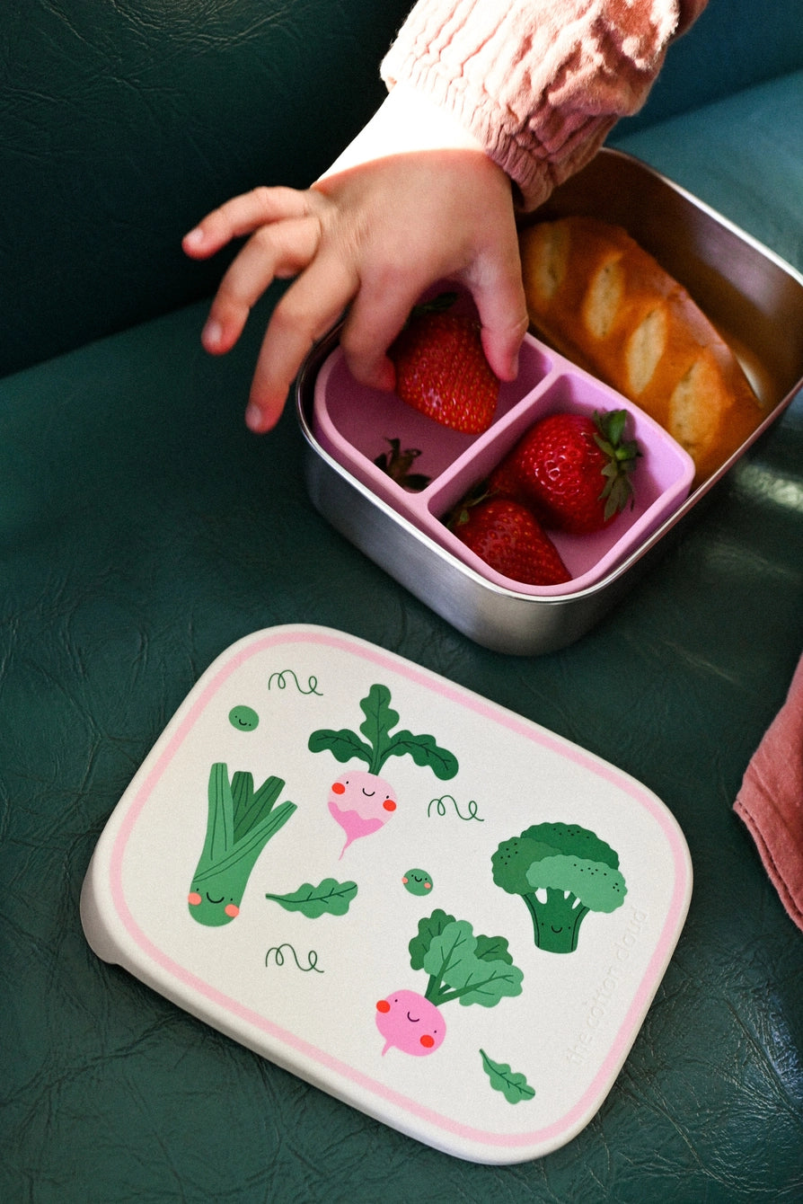 Roestvrij stalen lunchbox met compartimenten - groentenvriendjes